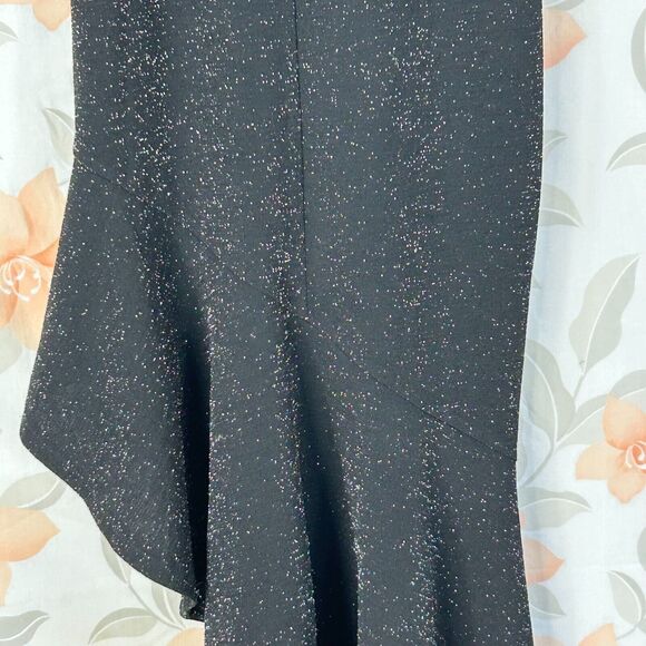 Privy Dress Womens Small Black Asymmetrical Sleeveless V Neck Glittery Ruffled - Picture 10 of 13